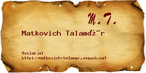 Matkovich Talamér névjegykártya